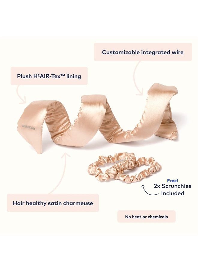 RobeCurls - Satin Heatless Hair Curler Set — The Original Curling Headband — Heatless Curling Rod Headband Hair Accessories For Women — Includes 2 Scrunchies (Cream) - Image 1