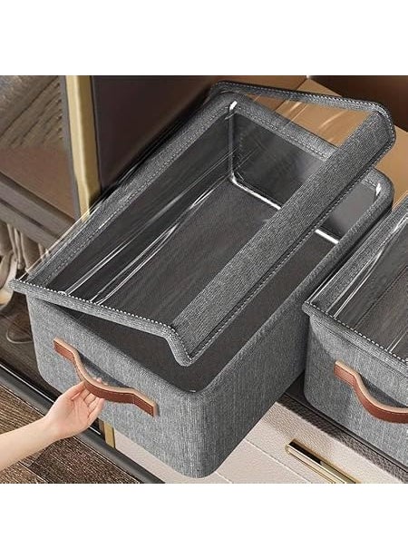KAVSIYA KAVSIYA trade Folding Storage Box With Lid Large Clear Collapsible Stackable Wheels Foldable Plastic Bins For OrganizerPACK OF 1  - Image 1