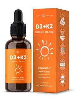 Vitamin D3 K2 Drops | Liquid Vitamin D3 5000 IU & K2 D3 with MK7 | Vitamin D Drops for Kids | Bones, Heart & Immune Health | Liquid Vitamin D in MCT Oil for Better Absorption Than Capsules & Gummies - pzsku/Z4A60B2B6A49409B60D5EZ/45/_/1735907994/4ba0e688-de78-4bc4-ad91-b8b2169173cc