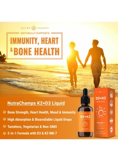 Vitamin D3 K2 Drops | Liquid Vitamin D3 5000 IU & K2 D3 with MK7 | Vitamin D Drops for Kids | Bones, Heart & Immune Health | Liquid Vitamin D in MCT Oil for Better Absorption Than Capsules & Gummies - pzsku/Z4A60B2B6A49409B60D5EZ/45/_/1735907998/3ec60fa7-789e-4a66-8fa6-ae921dac0666