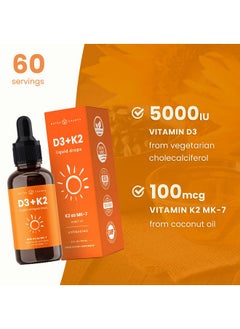 Vitamin D3 K2 Drops | Liquid Vitamin D3 5000 IU & K2 D3 with MK7 | Vitamin D Drops for Kids | Bones, Heart & Immune Health | Liquid Vitamin D in MCT Oil for Better Absorption Than Capsules & Gummies - pzsku/Z4A60B2B6A49409B60D5EZ/45/_/1735908003/07912588-113d-4cb6-bff6-b24b628dde70