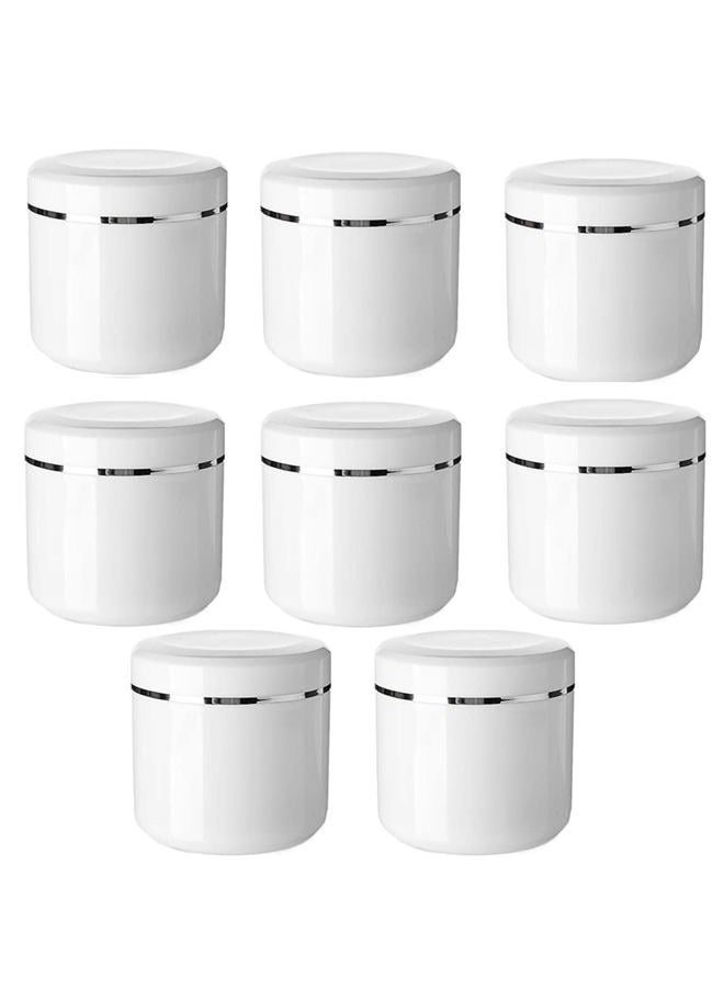 Honkenda Plastic Empty Cosmetic Containers with Lid, Portable 8 Oz 250ml Refillable Make-up Face Cream Jars Case for Body Scrub Mask Lotion Storage Pot (8 Pack White) - Image 1