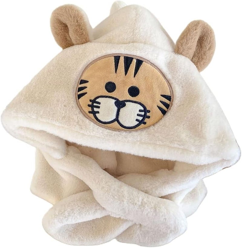 بلوكلافا من الفرو الأبيض وشاح وقبعة قطعة واحدة سترة للطقس البارد - Image 1