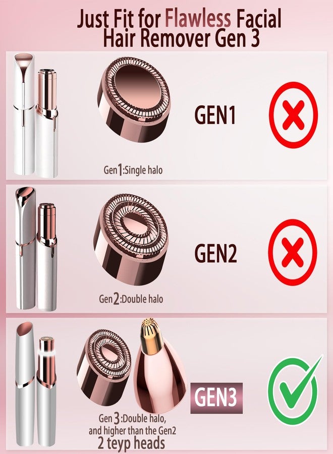 جوريلاتكس رؤوس بديلة من الجيل الثالث من Gurelax لأجهزة إزالة شعر الوجه والحواجب، شفرات بديلة مطلية بالذهب عيار 18 قيراطًا، متوافقة مع الجيل الثالث الجديد من Flawless (2+2). - Image 2