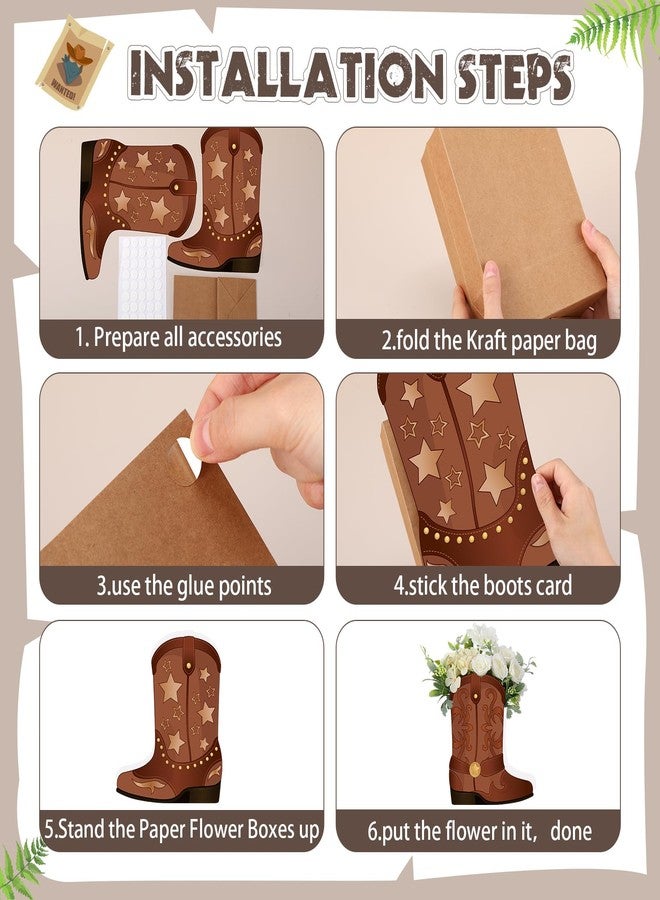 Weekgrat 8 Set Western Cowboy Boots Flower Boxes Centerpiece Boot Shape Boxes Decorations Western Theme Party Boot for Cowboy Cowgirl Birthday Party Baby Shower Wedding Supplies - Image 4