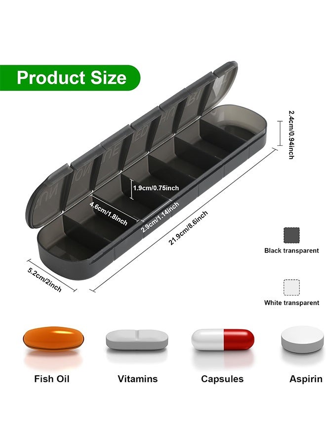 منظم حبوب لمدة 7 أيام (قطعتان)، علبة حبوب أسبوعية، علبة حبوب محمولة للسفر، علبة تخزين حبوب للأدوية والمكملات الغذائية والفيتامينات وزيت كبد الحوت. - Image 2