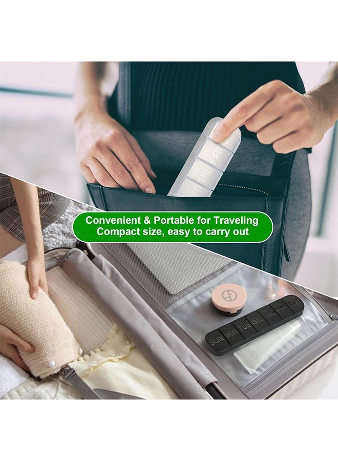 منظم حبوب لمدة 7 أيام (قطعتان)، علبة حبوب أسبوعية، علبة حبوب محمولة للسفر، علبة تخزين حبوب للأدوية والمكملات الغذائية والفيتامينات وزيت كبد الحوت. - Image 5