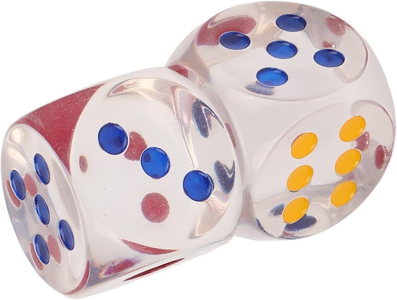 GLADBACK (30 MM) Jumbo Dice with Colored Dots, 6-Sided Transparent Dice, Fun Six-Sided Gaming Dice for Farkle, Dice Cube Perfect for Board Games, Casino, Snake and Ladders, Monopoly, More (Pack of 1) - Image 2