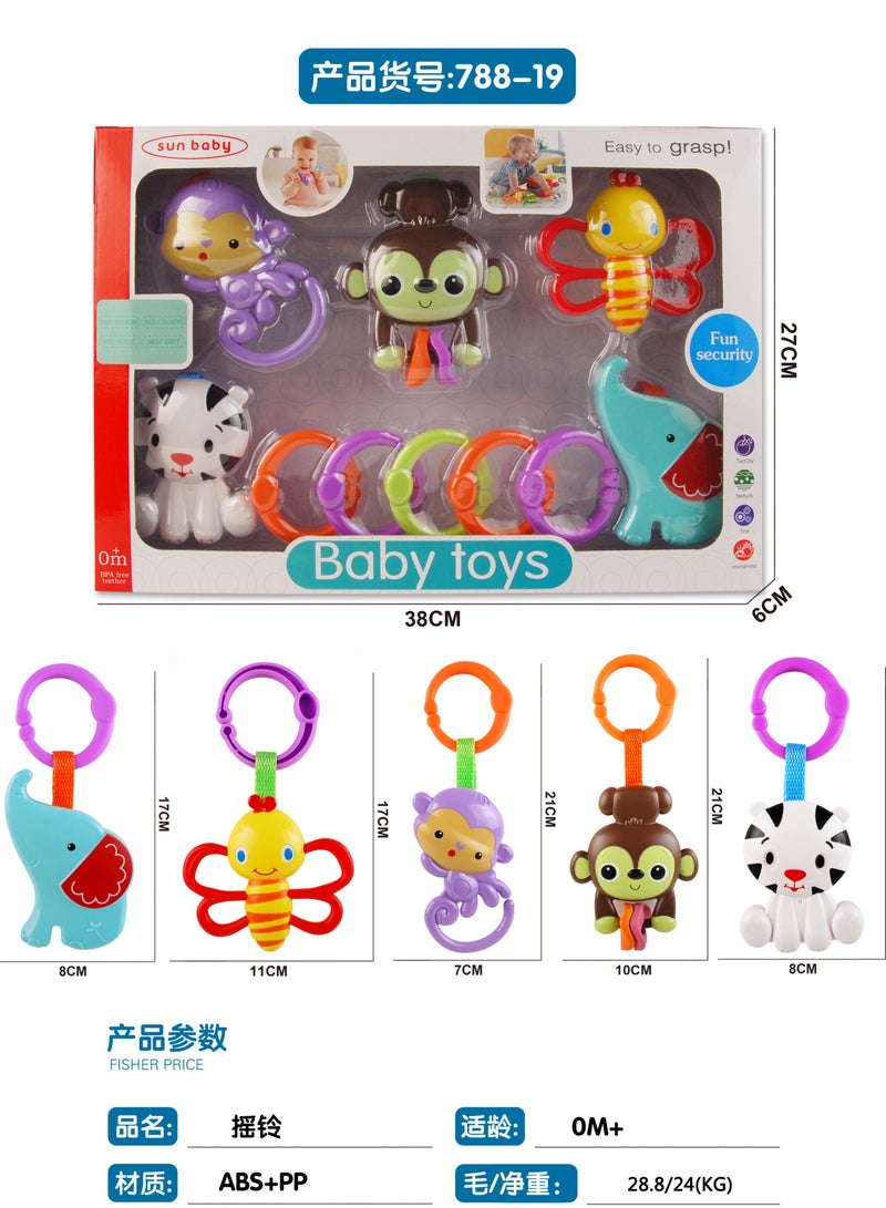 Baby Rattles Toys Set, Infant Grab Shake Rattle, Sensory Teether, Infant development manual sounding toys, Newborn First Birthday Gift 0 1 2 3 4 5 6 7 8 9 10 12 Month Boy Girl Gift - Image 1