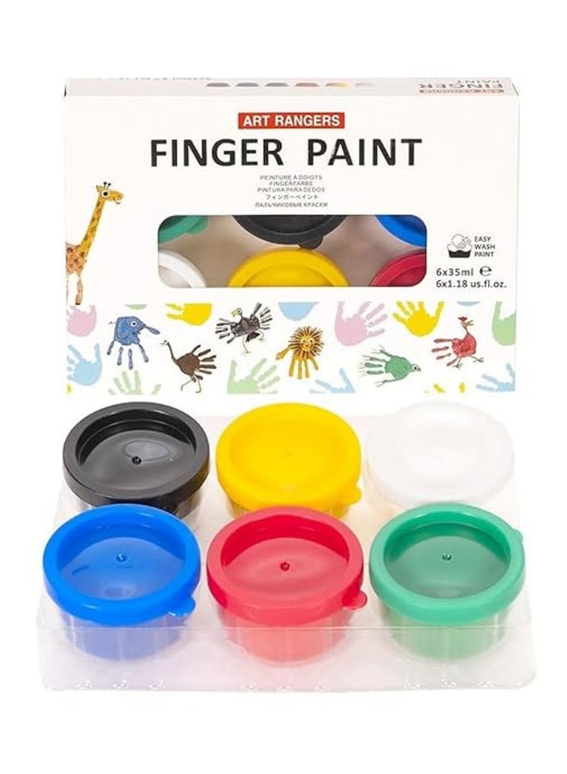 ART RANGERS Kids Finger Paint Set OF 6 Colours x 35ml - Image 1