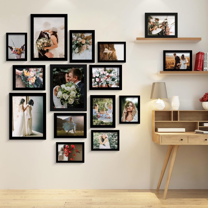 Bescrcl 15 Pack Real Glass Picture Frames Collage Wall Decor  Including 3Pcs 8X10  6Pcs 5X7  6Pcs 4X6 Photo Frames For Gallery Wall Or Tabletop Display  Black - Image 3