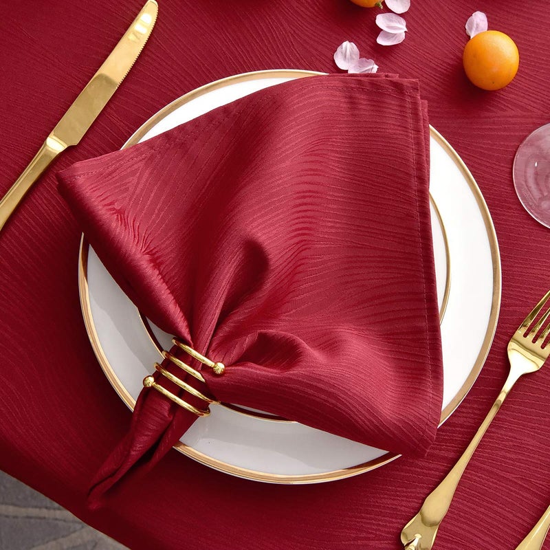 maxmill Jacquard Cloth Napkin 20 x 20 Inch Swirl Pattern Solid Washable Polyester Dinner Napkins Set of 4 with Hemmed Edges Great for Family Holiday Dinners Weddings Parties and Banquets Red - Image 4