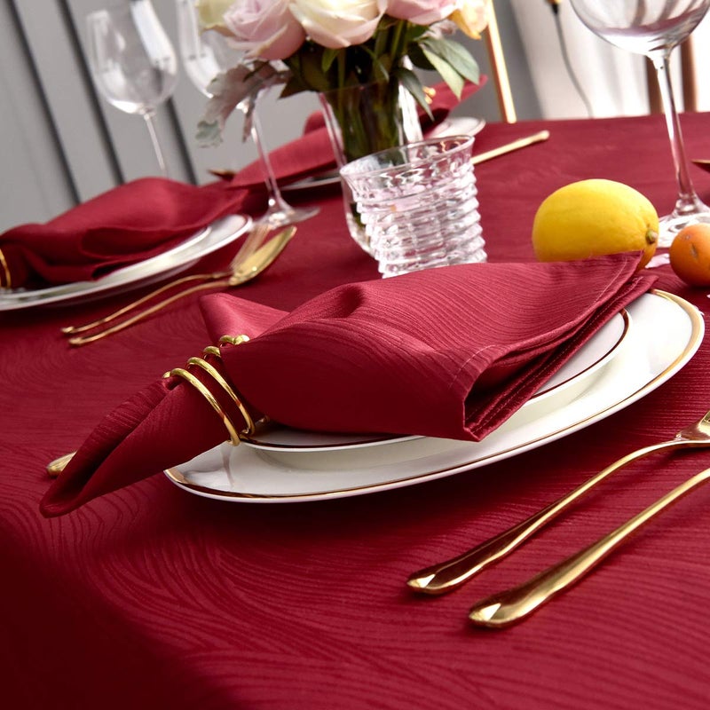 maxmill Jacquard Cloth Napkin 20 x 20 Inch Swirl Pattern Solid Washable Polyester Dinner Napkins Set of 4 with Hemmed Edges Great for Family Holiday Dinners Weddings Parties and Banquets Red - Image 2