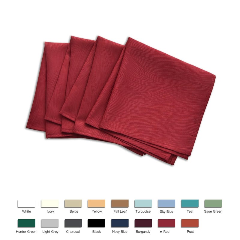 maxmill Jacquard Cloth Napkin 20 x 20 Inch Swirl Pattern Solid Washable Polyester Dinner Napkins Set of 4 with Hemmed Edges Great for Family Holiday Dinners Weddings Parties and Banquets Red - Image 3