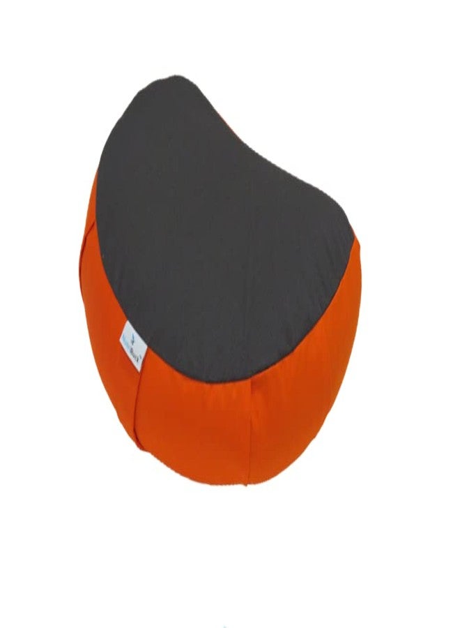 NutriBuck® Buckwheat ZAFU Meditation Cushion Filled with Buckwheat Hulls (Crescent - Orange & Grey) - Image 1