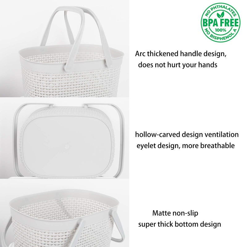rejomiik Portable Shower Caddy Basket, Plastic Organizer Storage Tote with Handles for Bathroom, College Dorm, Kitchen, Grey - Image 3