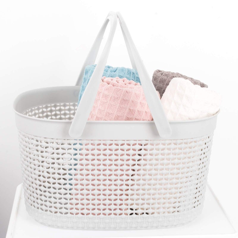 rejomiik Portable Shower Caddy Basket, Plastic Organizer Storage Tote with Handles for Bathroom, College Dorm, Kitchen, Grey - Image 2