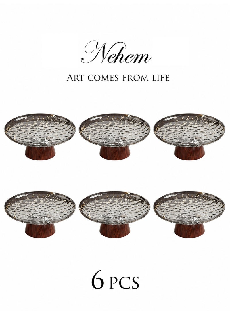 nehem 6 PCS Clear Serving Tray, Serving Plate, Elegant Polka Dot Pattern Clear Trays, Spill-Proof Tray, Decorative Serving Tray for Candy, Fruit, Nuts & Desserts - Image 1