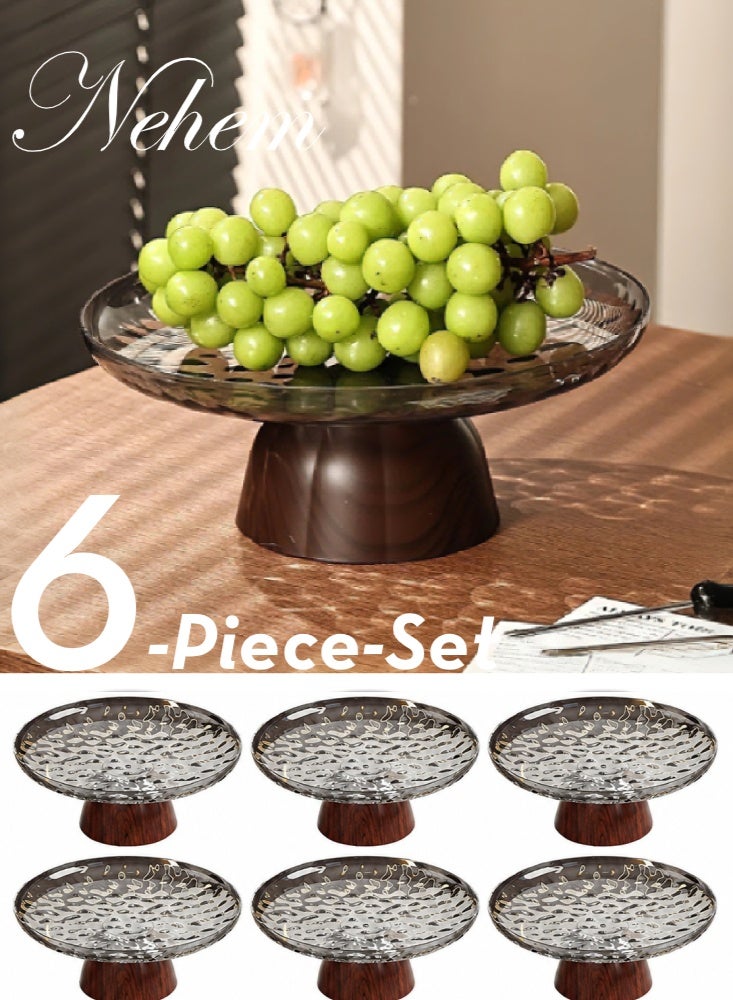 nehem 6 PCS Clear Serving Tray, Serving Plate, Elegant Polka Dot Pattern Clear Trays, Spill-Proof Tray, Decorative Serving Tray for Candy, Fruit, Nuts & Desserts - Image 1