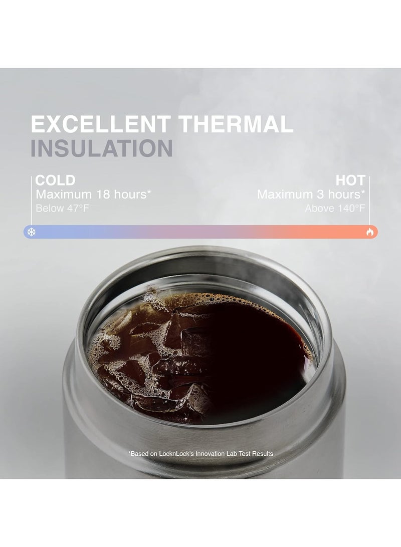 لوك آند لوك كوب مزدوج من الفولاذ المقاوم للصدأ من لوك لوك بسعة 470 مل - كوب سفر أنيق باللون الوردي مع حزام عملي - Image 3