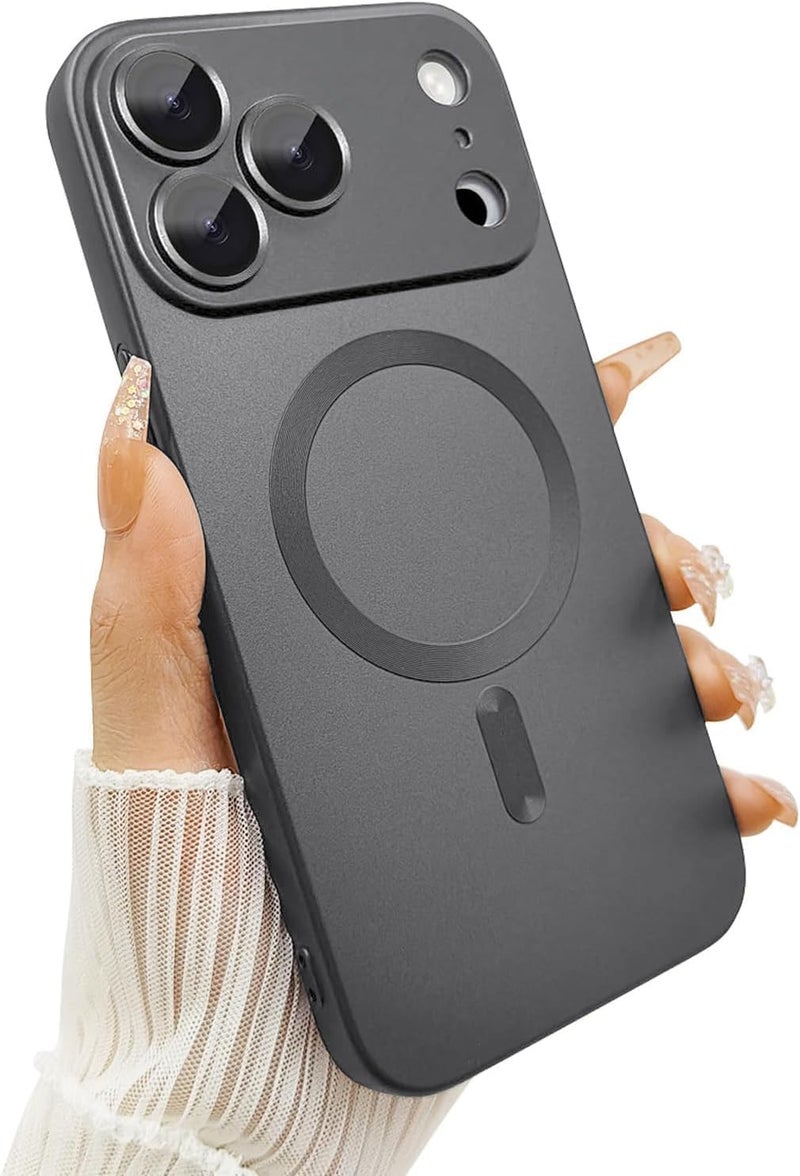 DIZORO Magnetic Case for (iPhone 17 Pro Max) Case [Compatible with MagSafe][Built-in Camera Lens Protector] Slim Bumper Shockproof Metallic Luster Back Cover Phone Case - Natural Titanium - Image 1