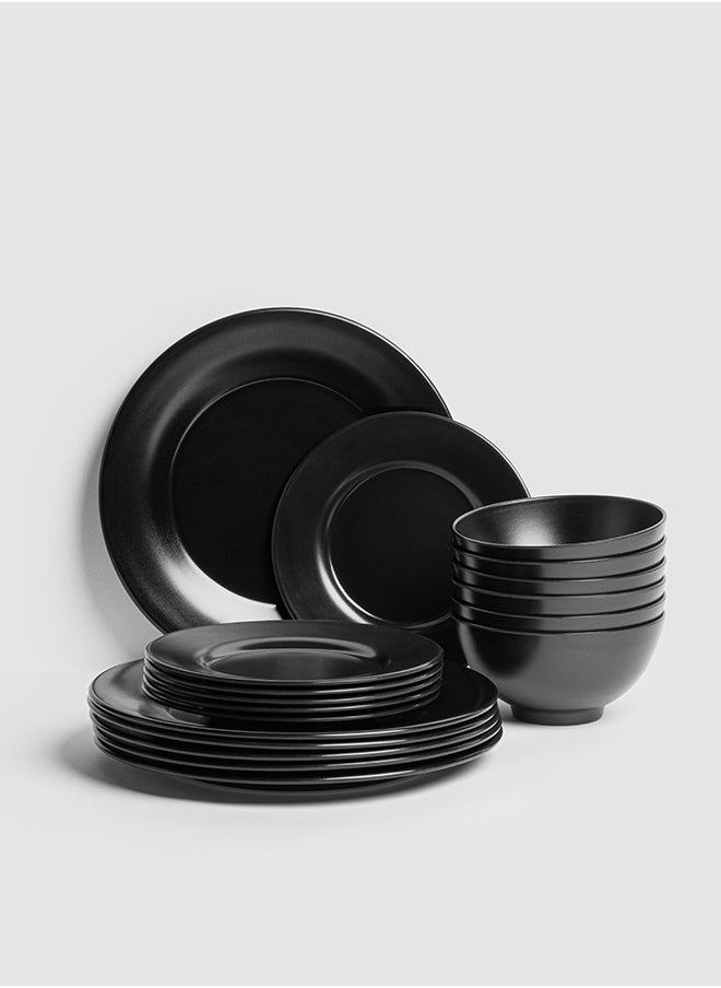 Master Gold 18 Pieces Premium Melamine Dinner Set For 6 People Matte Black Dishwasher Safe | Melamine Plates Set | Healthy Melamine Dinner Set 38 x 20 x 28 cm  - Image 1