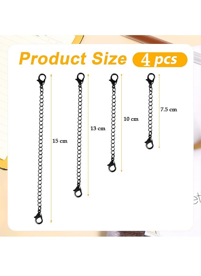 Zoreya - 4 Pcs Necklace Extenders, Chain Extenders Bracelet Anklet Extension, for Jewelry Making Necklace (Black) - Image 1
