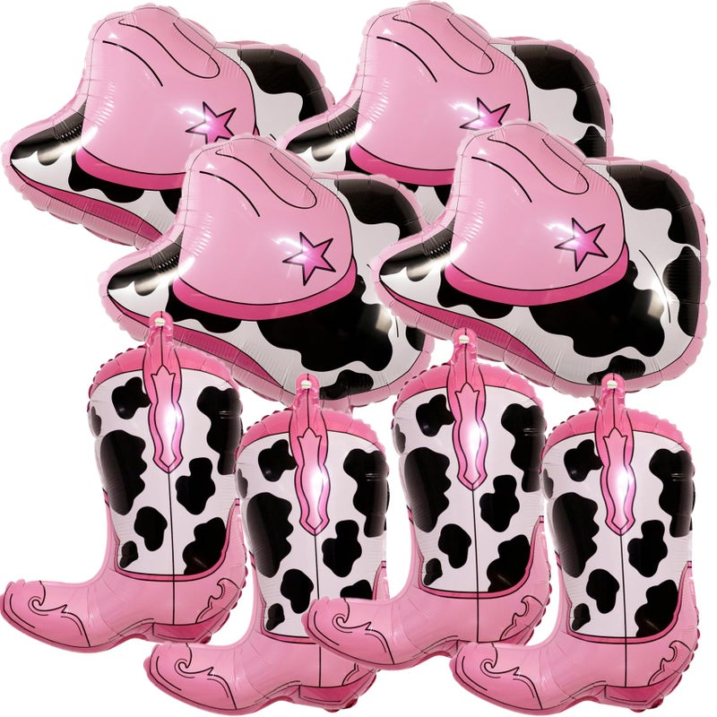KHC-KHF WesternBalloons CowboyBalloon 8PCS Large Cowboy Cowgirl Hat Boot Foil Balloons Western Birthday Party Rodeo Bachelorette Decorations Supply - Image 3