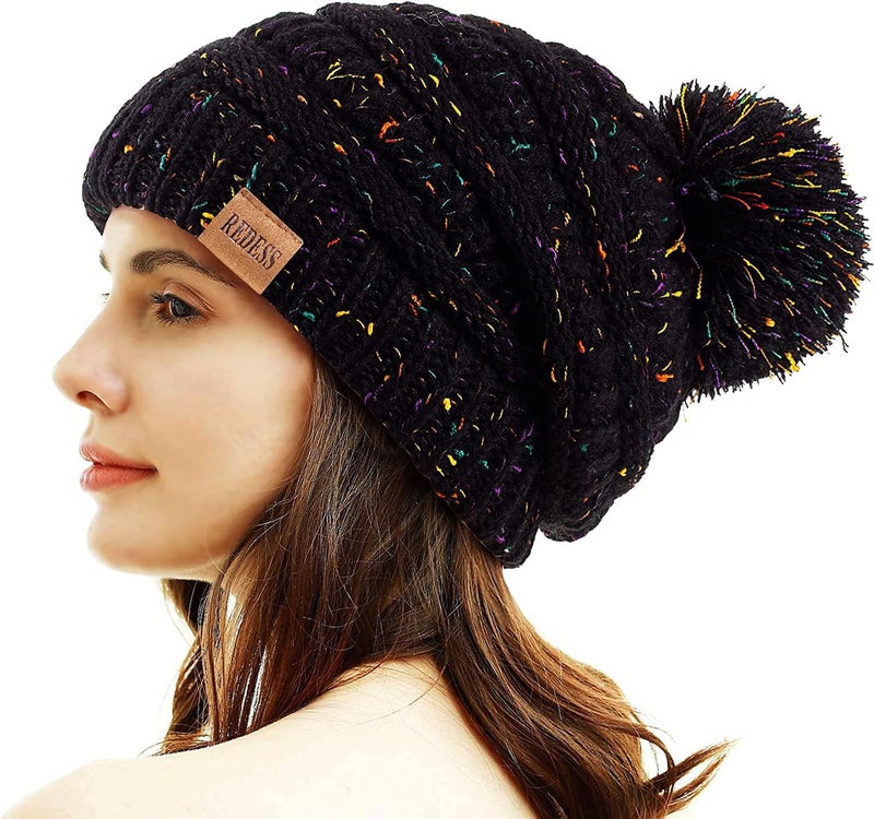 REDESS Women Winter Pom Pom Beanie Hat with Warm Fleece Lined - Image 1