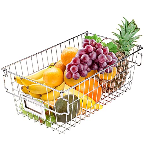 Orgneas Stackable Chest Freezer Baskets Organizer Bins, Metal Wire Baskets Pantry Organizer Produce Baskets with Tag Slot for Snacks Vegetables and Fruits - Image 5