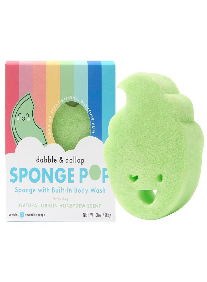Dabble & Dollop Sponge Pop™ Kids Bath Sponge with Built-in Body Wash - Honeydew Soap Sponge for Kids, Super Soft Reusable Shower Sponge & Bath Loofah for Sensitive Skin, 15+ Washes - Image 1