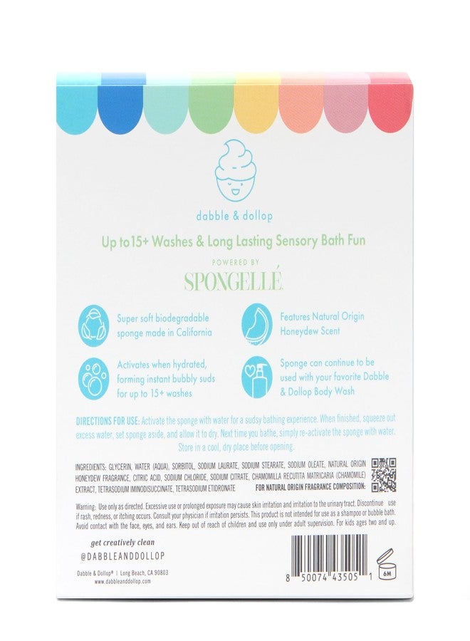 Dabble & Dollop Sponge Pop™ Kids Bath Sponge with Built-in Body Wash - Honeydew Soap Sponge for Kids, Super Soft Reusable Shower Sponge & Bath Loofah for Sensitive Skin, 15+ Washes - Image 4