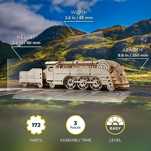 UGEARS Mini Locomotive 3D Wooden Puzzles for Adults Wood Models for Adults to Build Easy DIY Crafts for Adult Wooden Train Model Kit Rubber BandPowered Mechanical Puzzles - Image 5