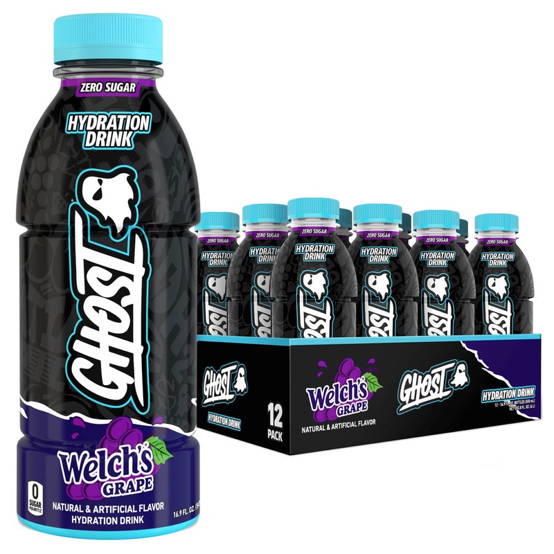 GHOST Hydration Drink Welchs Grape  RTD Sports Drink with Electrolytes Natural Vitamins  Minerals  All Day Lifestyle Hydration Beverage  Zero Caffeine  Zero Sugars  169 Fl Oz 12 Pack - Image 3