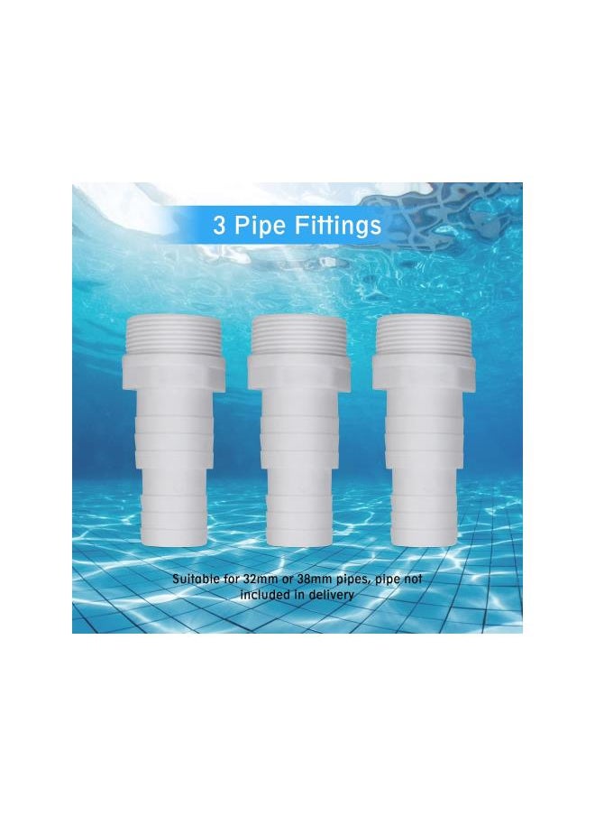 Plastic 3-Way Ball Valve Bypass Kit,Swimming Pool Diverter Valve Pool Heater Set Pool Heating System Accessories ith 1.3inch or 1.5 inch Hoses for Pool Solar Heating System