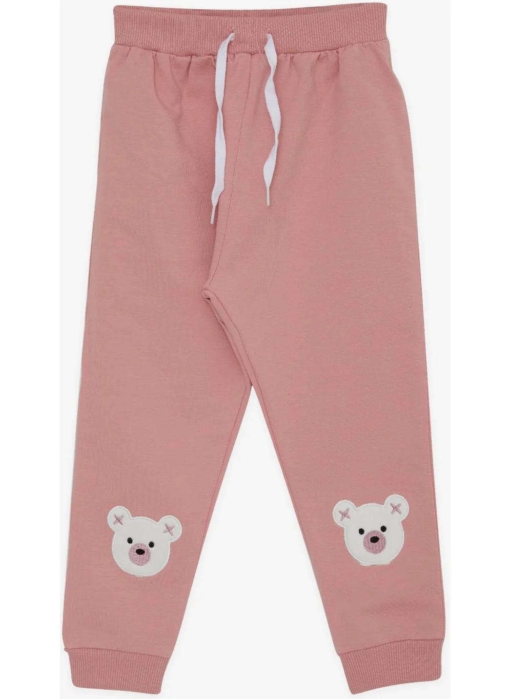 Breeze Girls' Sweatpants with Cute Teddy Bear Embroidery, Age 1-4, Dried Rose