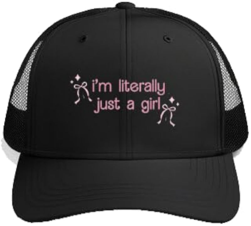I'm literally just a girl Plain unisex baseball cap Black