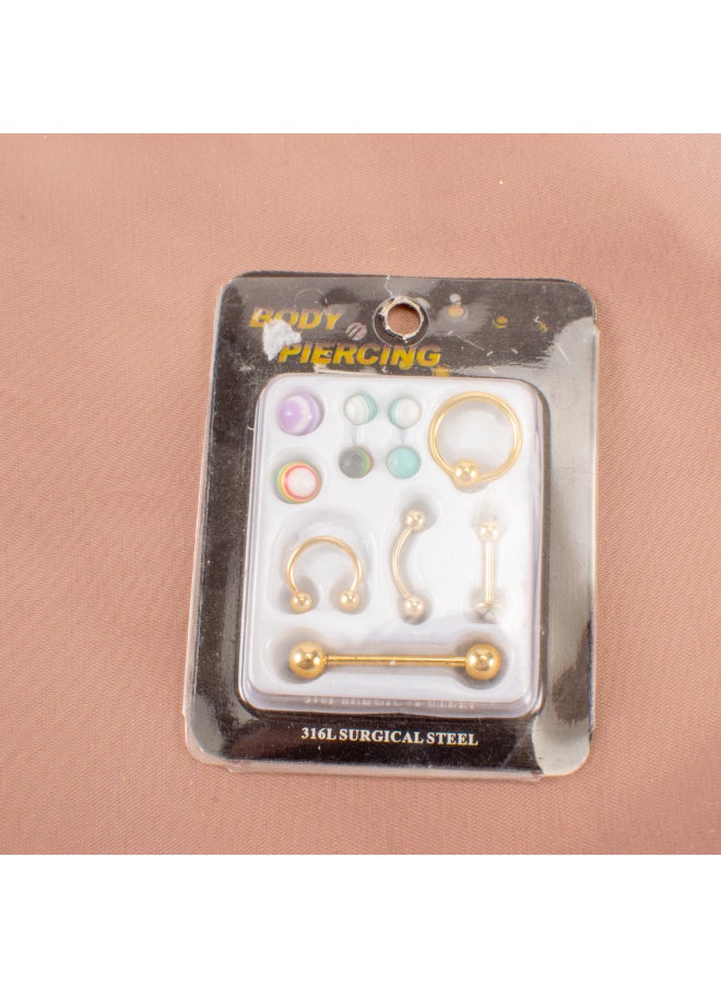 Generic Set of Golden Stainless Steel Body Piercing  - Image 1