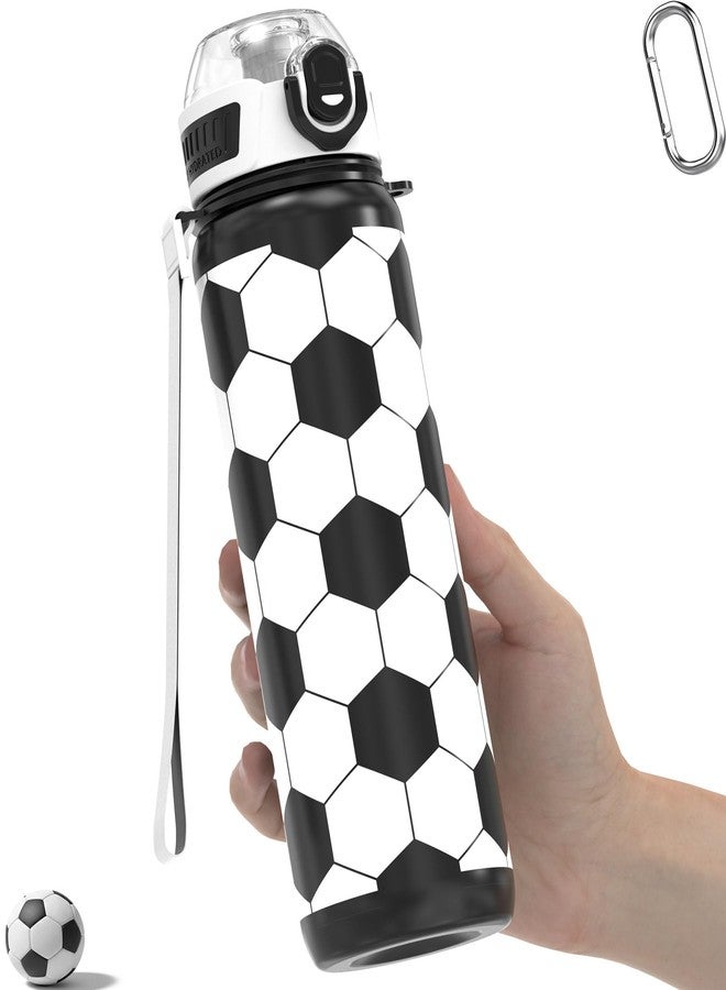 MYFOREST 32oz/1L Sport Water Bottle, Light Tritan, Quick-Open Chug Lid/Straw 2-in-1, Leak-Proof, Dishwasher-Safe, BPA-Free, Drop-Resist & Scratch-Resist for Travel/Gym/Office/Fan Gift (Soccer) - Image 1