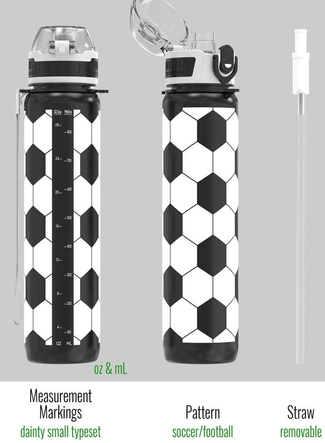 MYFOREST 32oz/1L Sport Water Bottle, Light Tritan, Quick-Open Chug Lid/Straw 2-in-1, Leak-Proof, Dishwasher-Safe, BPA-Free, Drop-Resist & Scratch-Resist for Travel/Gym/Office/Fan Gift (Soccer) - Image 4