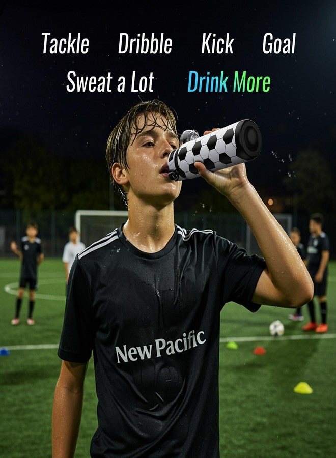 MYFOREST 32oz/1L Sport Water Bottle, Light Tritan, Quick-Open Chug Lid/Straw 2-in-1, Leak-Proof, Dishwasher-Safe, BPA-Free, Drop-Resist & Scratch-Resist for Travel/Gym/Office/Fan Gift (Soccer) - Image 2