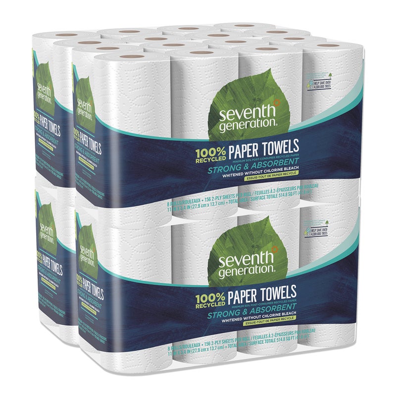 Seventh Generation 100 Recycled Paper Towels 2ply 8 Count Pack of 4