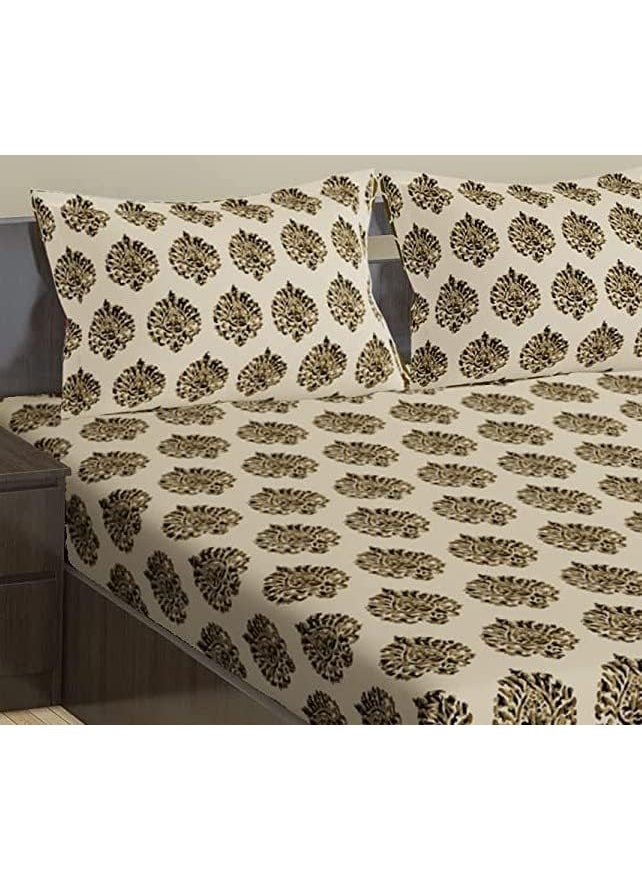 Trance Home Linen Trance Home Linen 200TC 100% Cotton Queen Size Printed Bedsheet | Bedding Set of Queen Size Flat Bed Cover with 2 Pillow Covers (86x104 inch | 7.1ft x 8.6ft - Damask Forest Green)  - Image 3