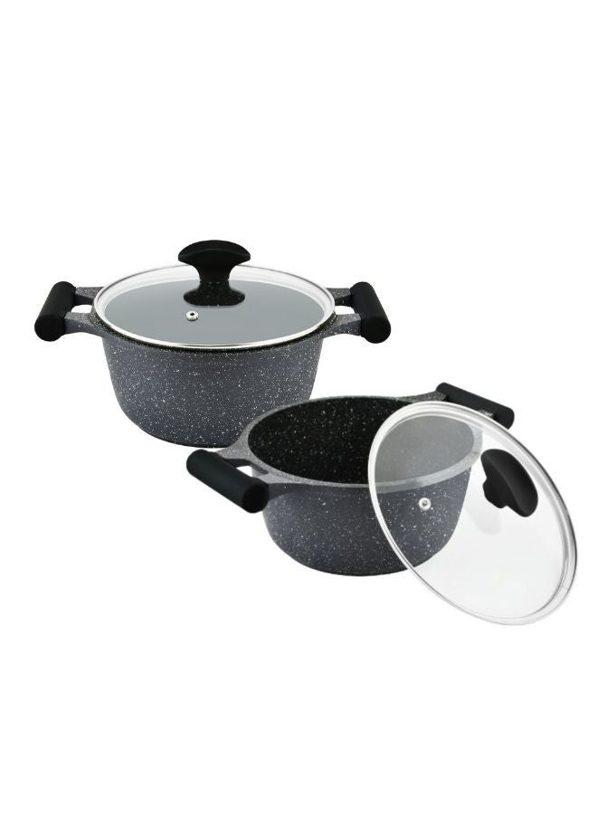 Prestige Essentials Nonstick Pots and Pans Set | Induction Cookware Set 11 Pieces | Non Stick Set Combo | Granite Cooking Set | Fry Pan Non Stick Combo Set - Black - Image 2