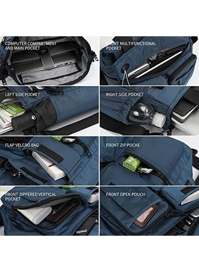 erorex Mens Messenger Bag Laptop Shoulder Bag Computer Work Office Bag Waterproof Briefcases For Travel Work College Blue  - Image 5