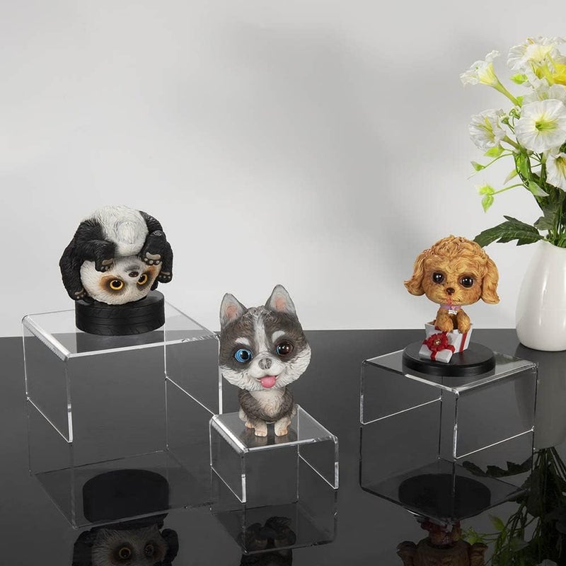 نيوبي حامل عرض أكريليك من مجموعتين، رف عرض شفاف بثلاث درجات لعرض تماثيل Amiibo وFunko POP - 8.4x6.3x4.3 بوصة - Image 4