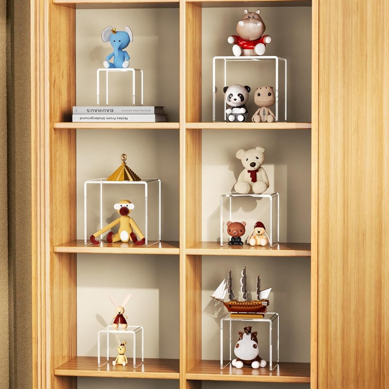 نيوبي حامل عرض أكريليك من مجموعتين، رف عرض شفاف بثلاث درجات لعرض تماثيل Amiibo وFunko POP - 8.4x6.3x4.3 بوصة - Image 3