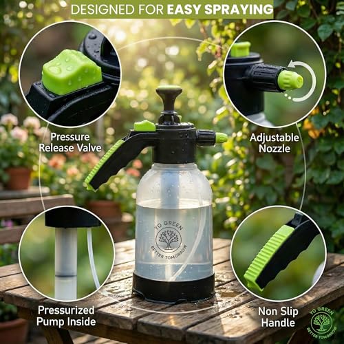 Yo Green 2L Spray Pump for Plants | Garden Sprayer with Adjustable Nozzle | Plastic Water Spray Bottle for Gardening, Car & Bike Wash | Leak-Proof Plant Watering Pump, Easy-Fill Water Sprayer (Black) - Image 4