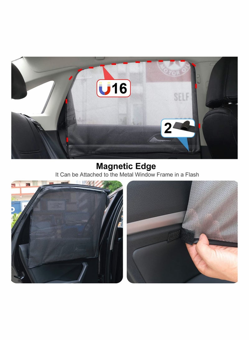 Car Side Window Sun Shades, Baby Window Shades Protection from Sun Heat and UV Window Mesh Screen for Privacy Blackout, Breastfeeding (Back Seat, 2 Pack)