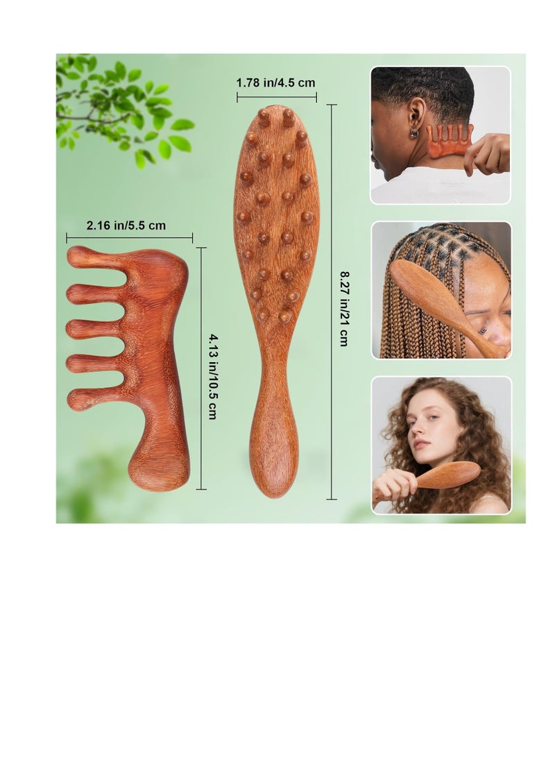general 2 Pack Loc Comb for Sisterlocks, Wooden Scalp Massager for Dreadlocks, Sandalwood Wide Tooth Hair Comb for , Natural  Head Massage Tool for Hair Growth Relaxation Stress - Image 2